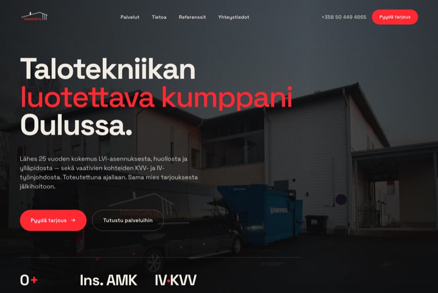 Homepage of TalotekSaMi Oy, a mechanical contractor in Oulu, Finland